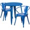 Emma and Oliver Commercial Grade 30" Round Metal Indoor-Outdoor Table Set with 2 Arm Chairs
